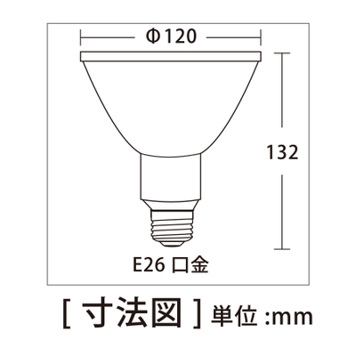 口金E26 PAR38 16W ビーム球型LEDランプ 【IP65防水】